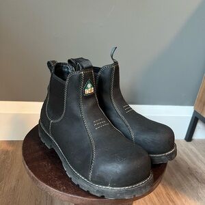 KEEN Black Leather Chelsea CSA Safety Work Boots Women US7